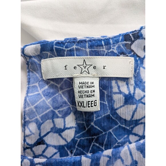 Fever Blouse Women 2X Blue Paisley Mosaic Chiffon Top Sleeveless Casual Coastal - Picture 3 of 12